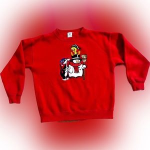 VTG WB STUDIO STORE Looney Tunes Christmas Sweatshirt Snowman Sylvester Tweety M